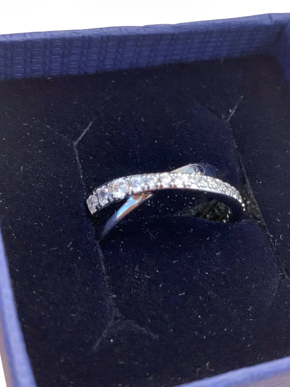 Swarovski Silver Pavé Crystal Ring with White Sparkle SIZE8